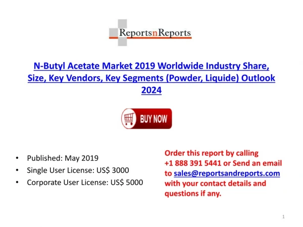 N-Butyl Acetate Market Outlook, Research Study, Current Trends and Estimate Forecast 2024