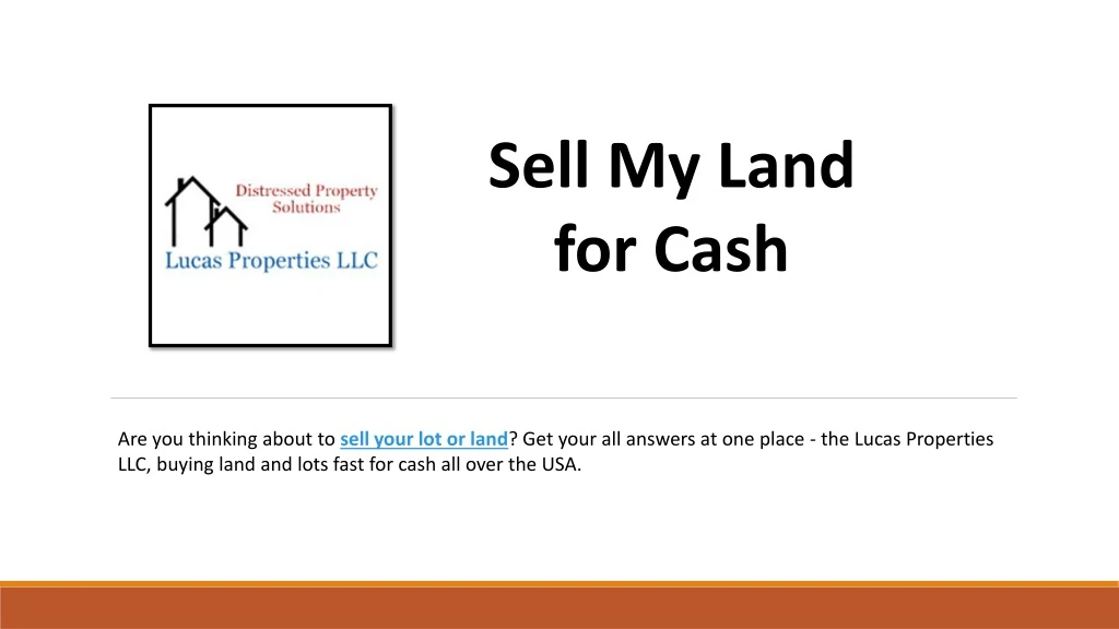 sell my land for cash