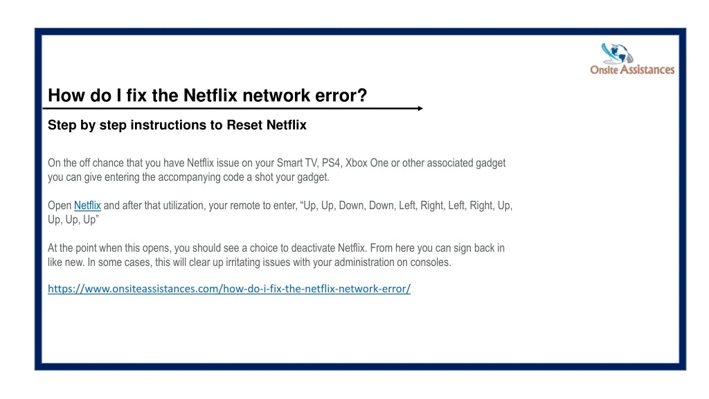how do i fix the netflix network error