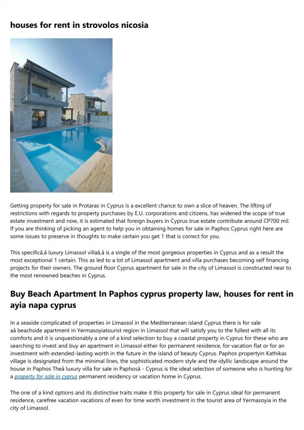 Beach Homes property investment in cyprus