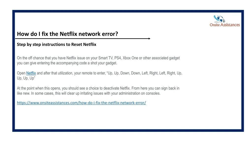 how do i fix the netflix network error