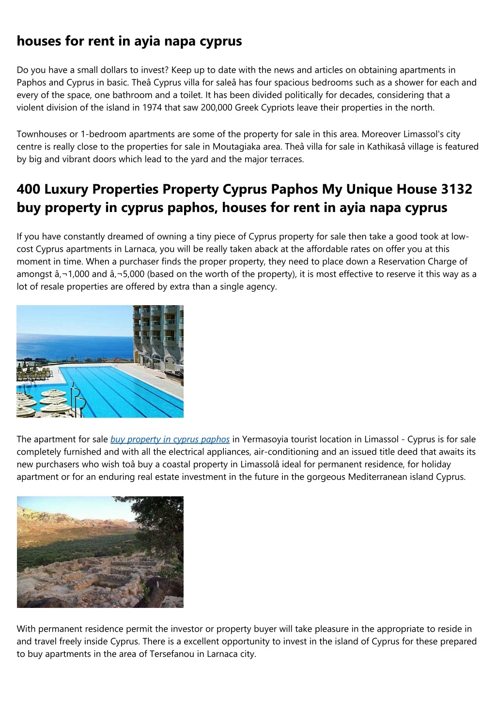 houses for rent in ayia napa cyprus