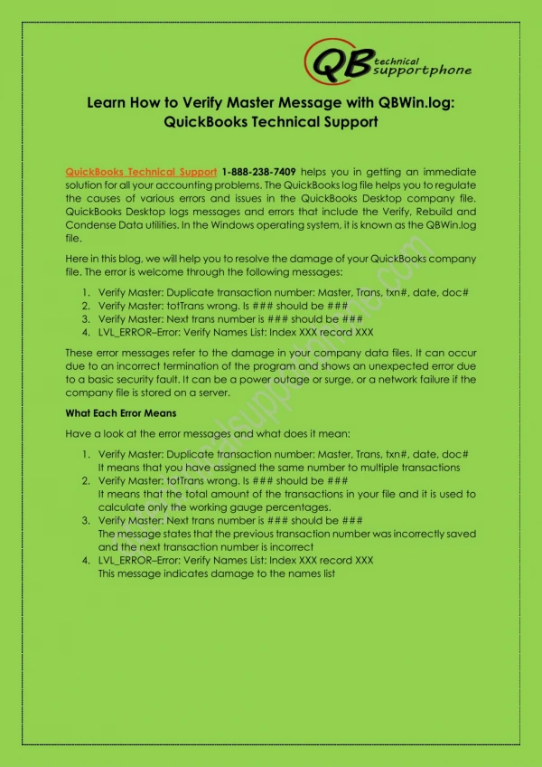 QuickBooks Technical Support 1-888-238-7409