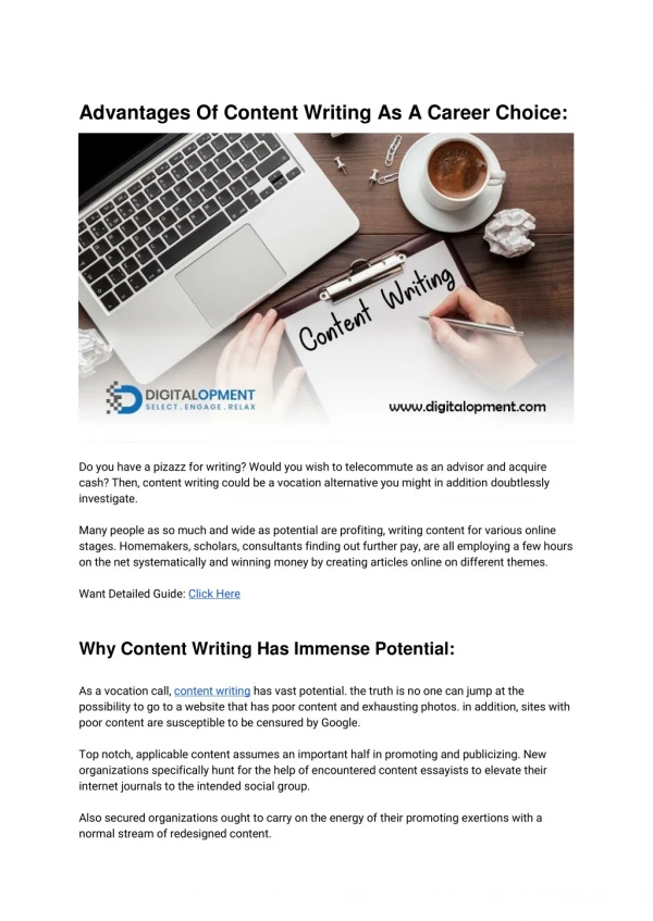 Advantages Of Content Writing As A Career Choice: