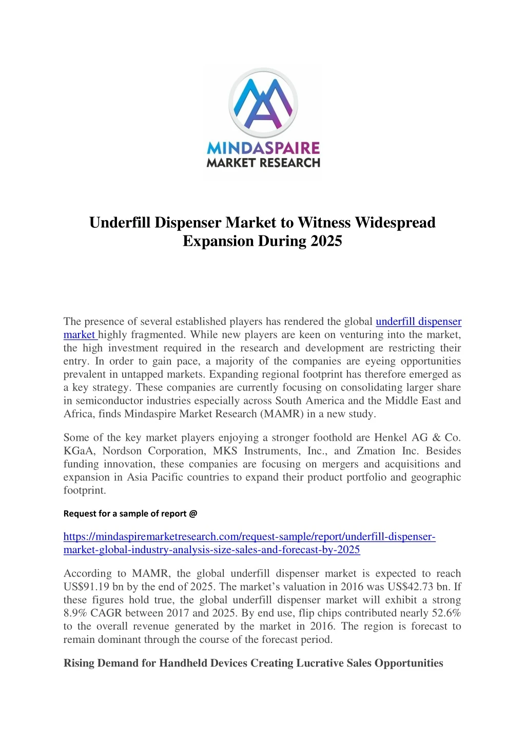 underfill dispenser market to witness widespread