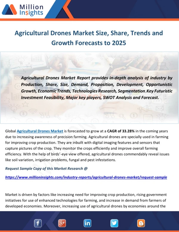 Agricultural Drones Market Size, Share, Trends and Growth Forecasts to 2025