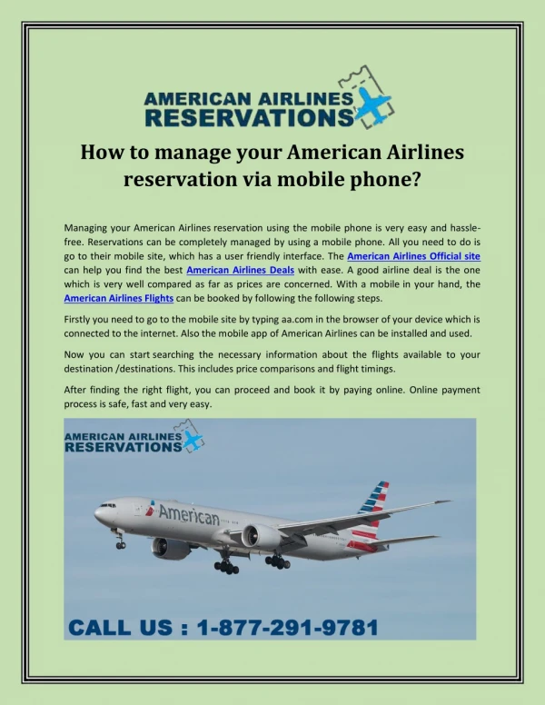 How to manage your American Airlines reservation via mobile phone?