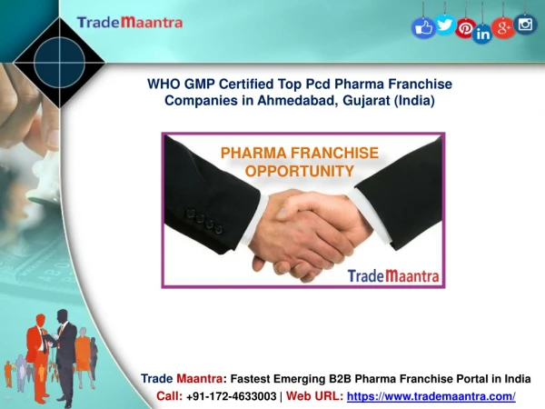 List of Top Best Pcd Pharma Franchise Companies in Ahmedabad, Gujarat by TradeMaantra.com