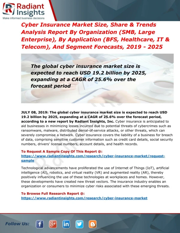 Cyber Insurance Market Size, Share, Trends and Future Growth Predictions and Forecast 2019-2025