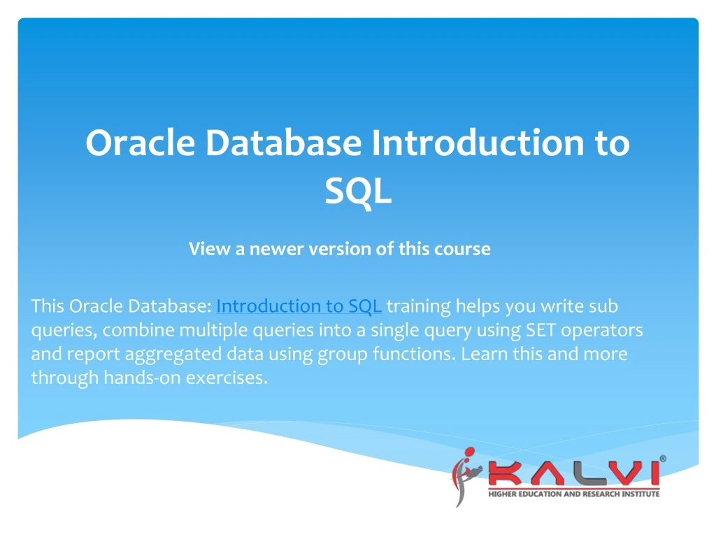 oracle database introduction to sql