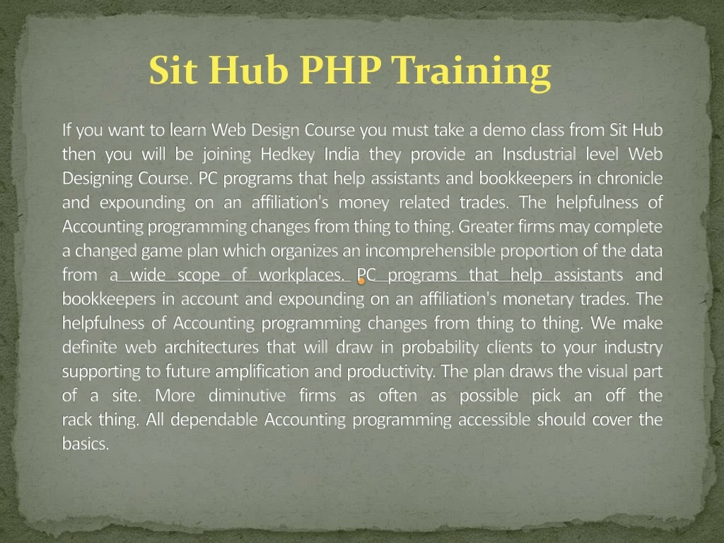 sit hub php training