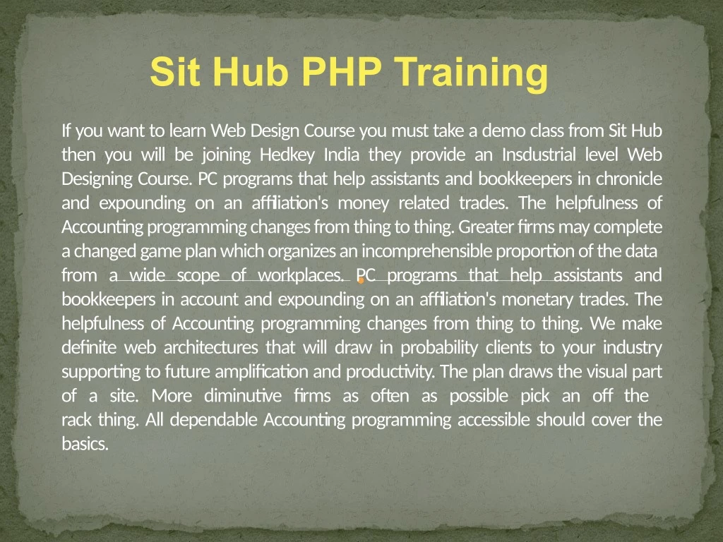 sit hub php training