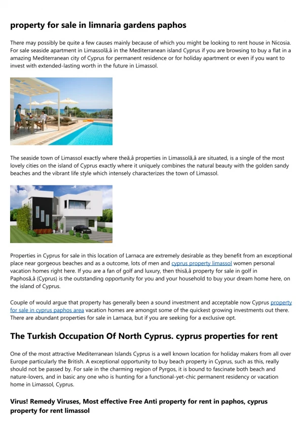property for sale in limassol cyprus and get EU Permanent Residency