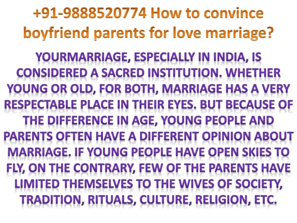 How to convince boyfriend parents for love marriage?