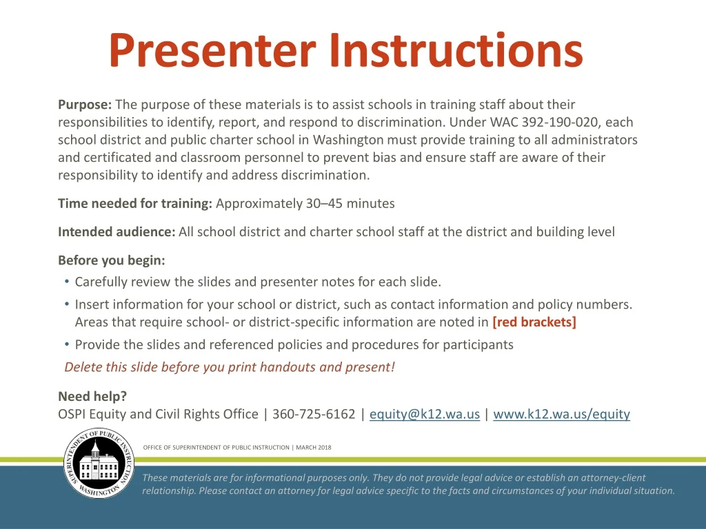 presenter instructions