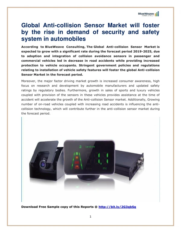 global anti collision sensor market will foster