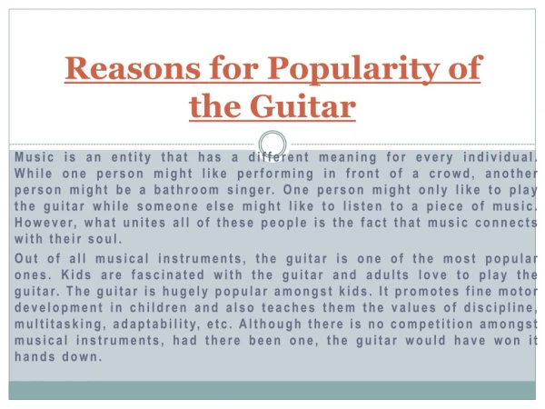 Reasons for the popularity of Guitar
