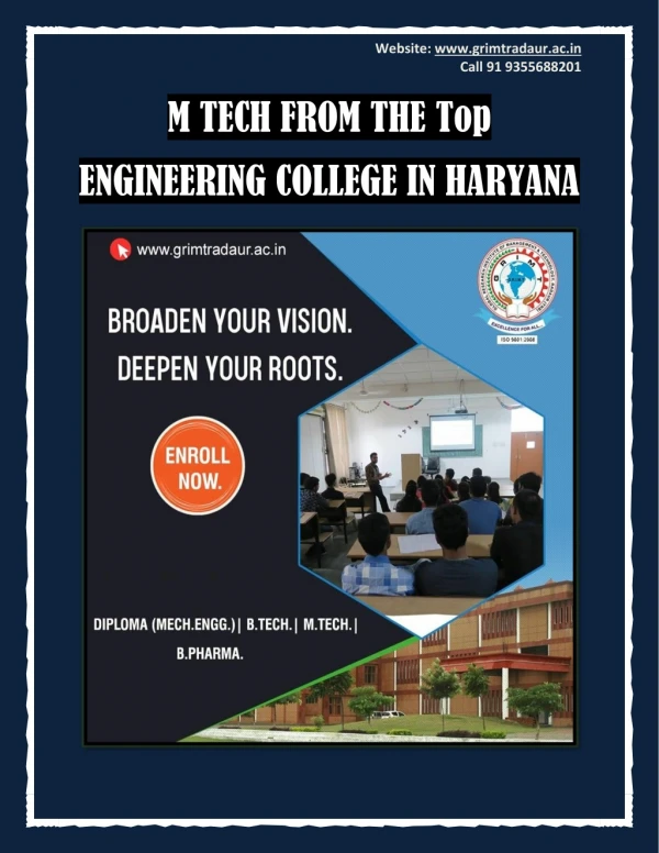 M TECH FROM THE Top ENGINEERING COLLEGE IN HARYANA