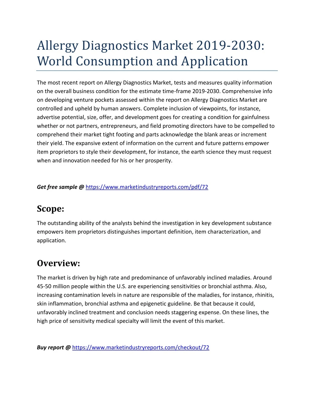 allergy diagnostics market 2019 2030 world