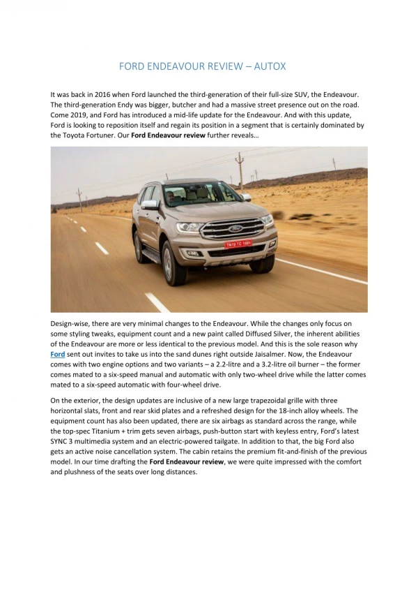 Ford Endeavour Review - autoX