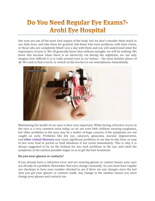 Do You Need Regular Eye Exams? - Arohi Eye Hospital