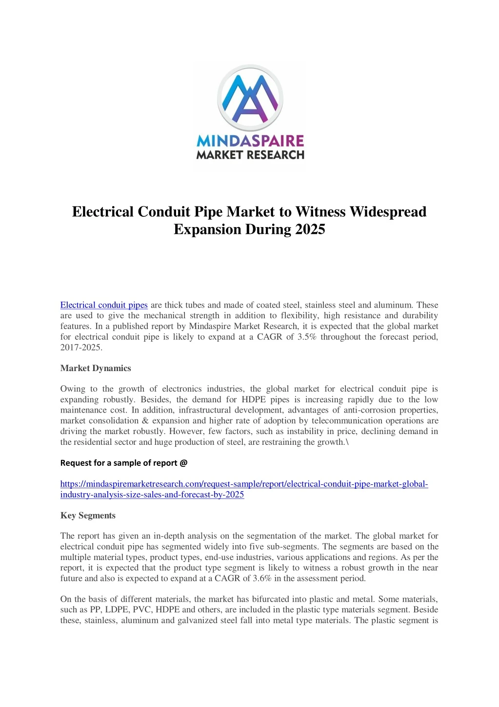 electrical conduit pipe market to witness