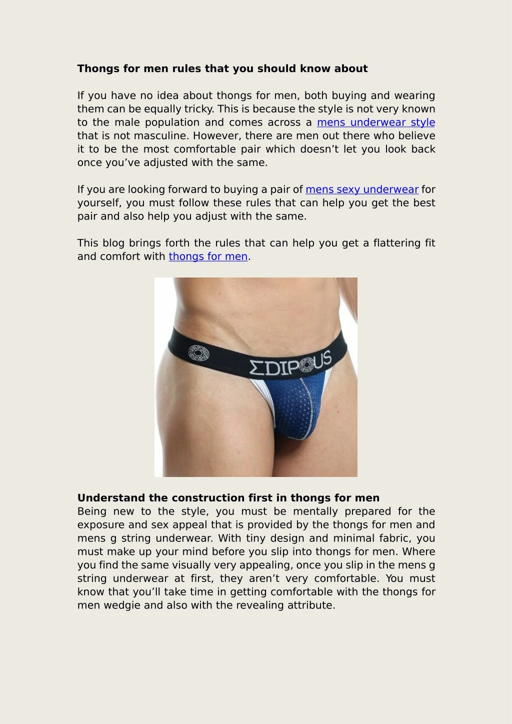 thongs for men rules that you should know about