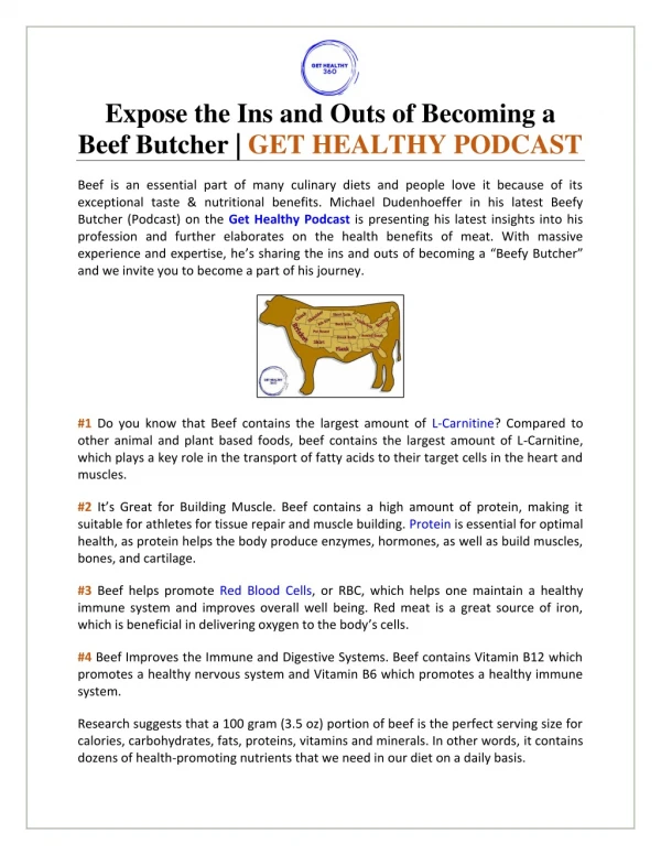 Expose Ins and Outs of Becoming a Beef Butcher | GET HEALTHY PODCAST