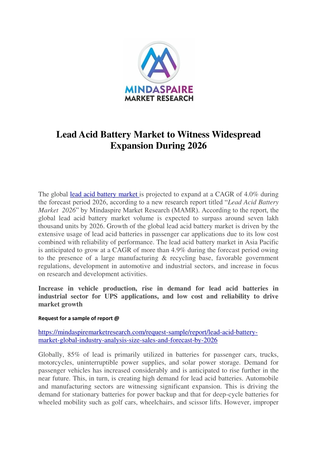 lead acid battery market to witness widespread