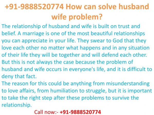 91-9888520774 How can solve husband wife problem
