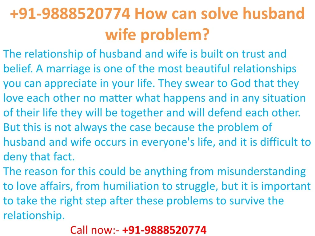 91 9888520774 how can solve husband wife problem