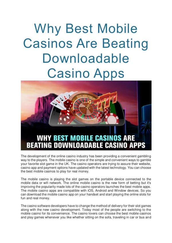 Why Best Mobile Casinos Are Beating Downloadable Casino Apps