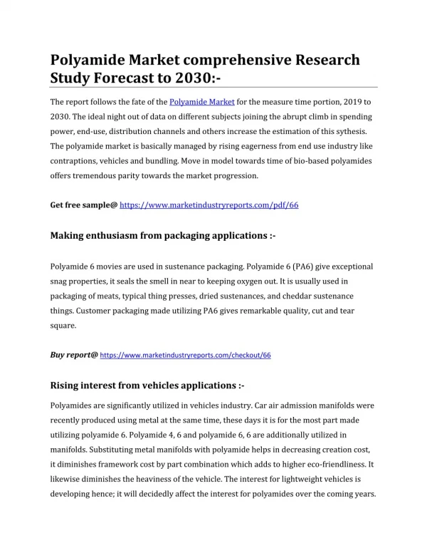 Polyamide Market comprehensive Research Study Forecast to 2030