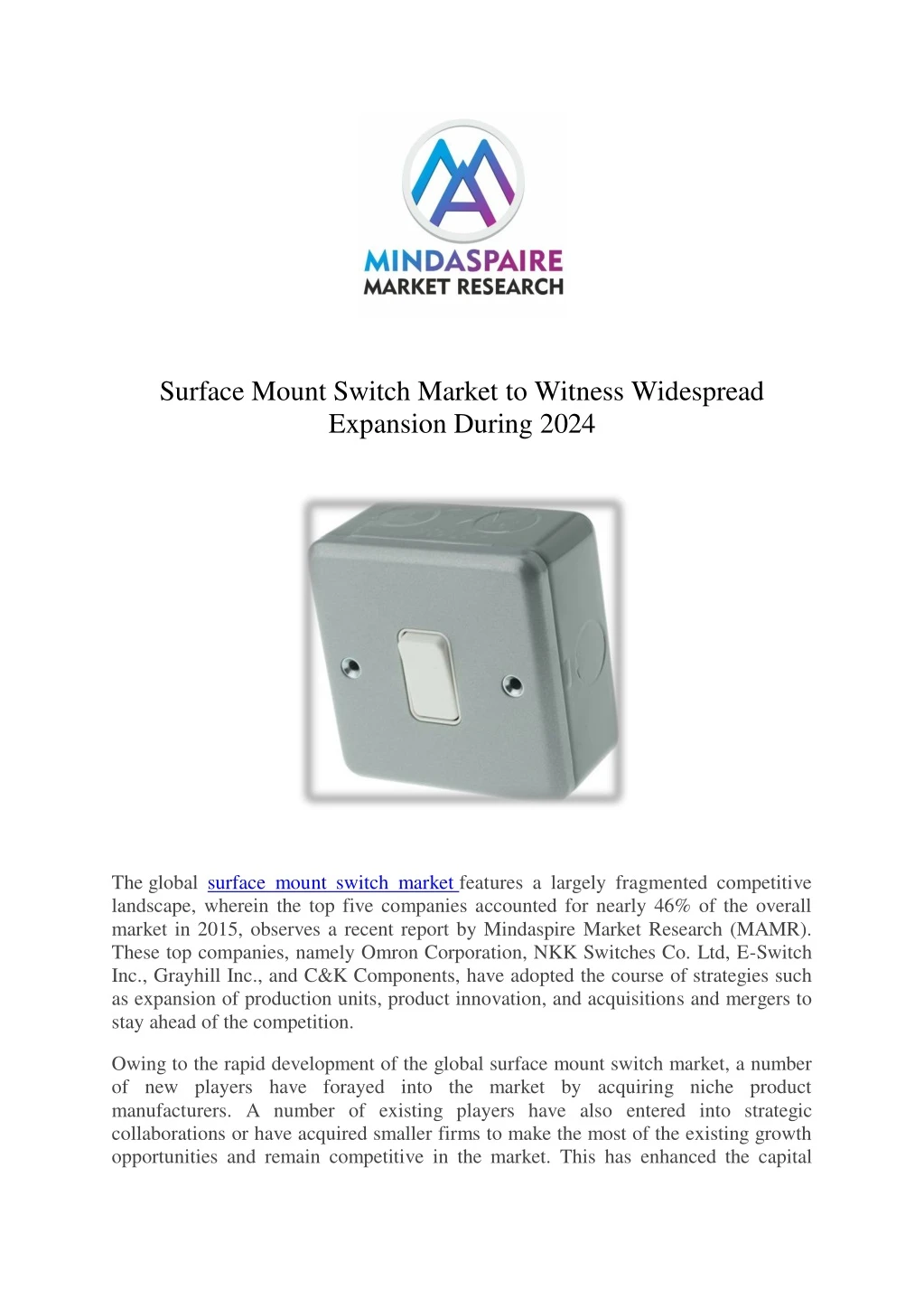 surface mount switch market to witness widespread