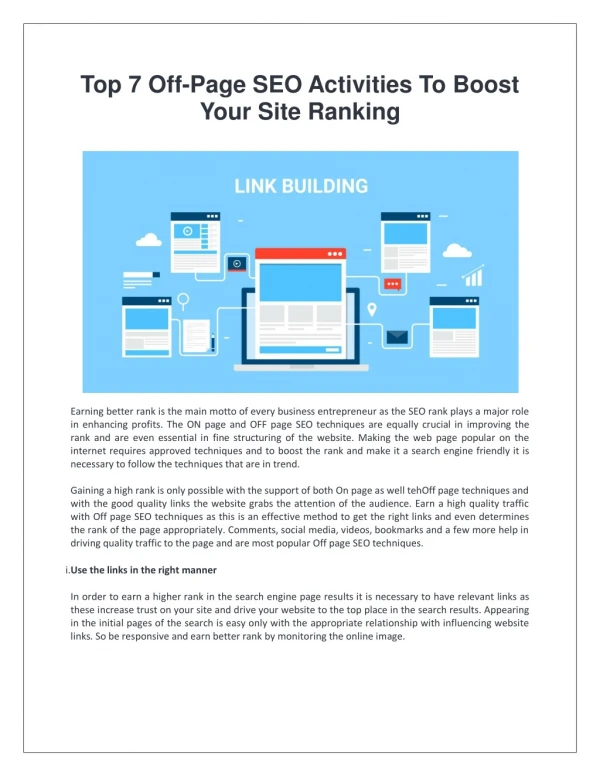 Top 7 Off-Page SEO Activities To Boost Your Site Ranking