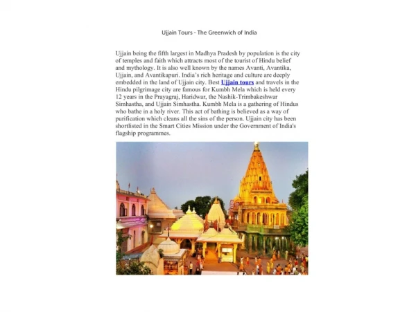 Ujjain tour- Ujjain Tourism