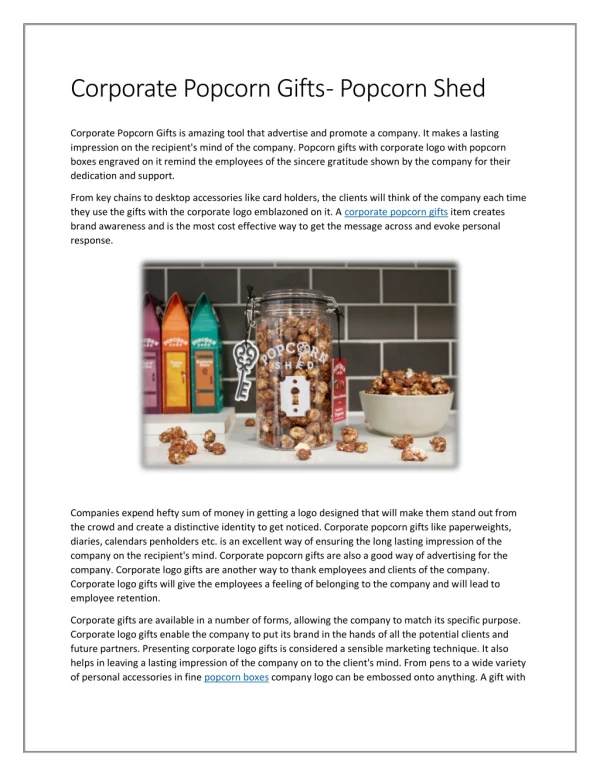 Corporate Popcorn Gifts - Popcorn Shed