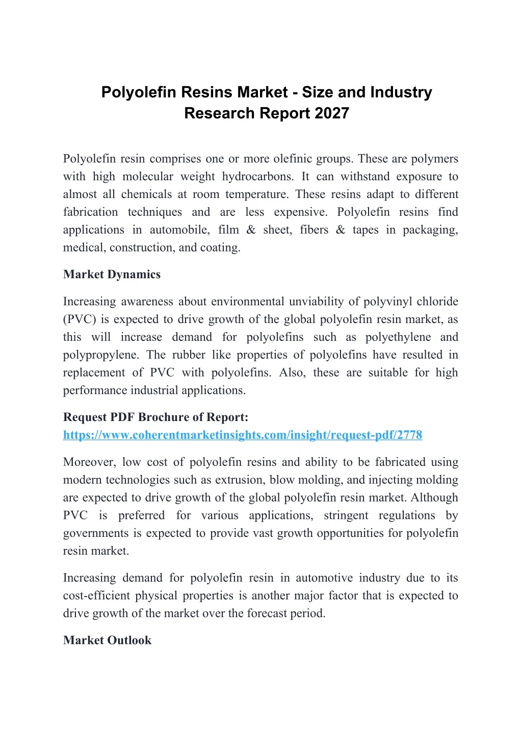 polyolefin resins market size and industry