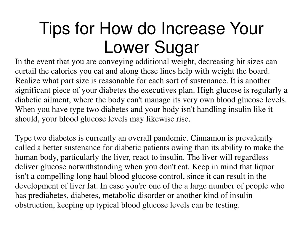 tips for how do increase your lower sugar
