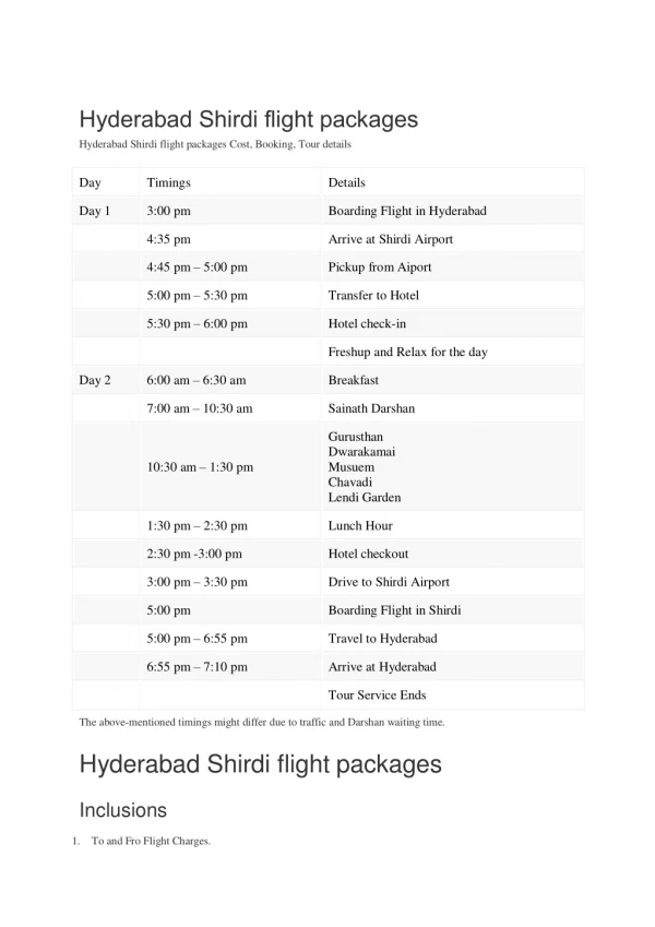 Hyderabad to Shirdi Flight Package- Sai darshan in Shirdi
