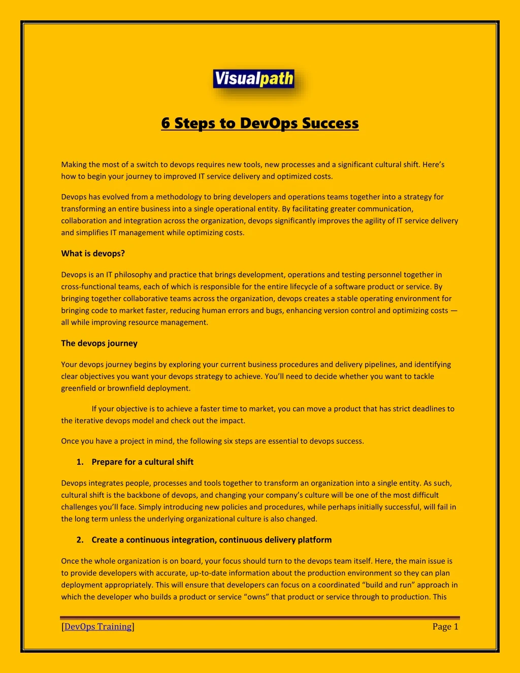6 steps to devops success