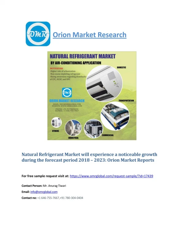 Natural Refrigerant Market Segmentation, Forecast, Market Analysis, Global Industry Size and Share to 2023