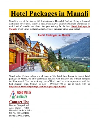 Hotel Packages in Manali