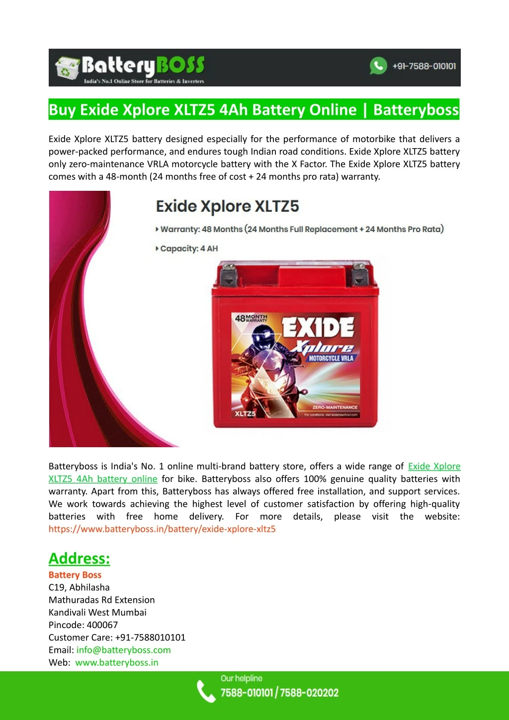 buy exide xplore xltz5 4ah battery online