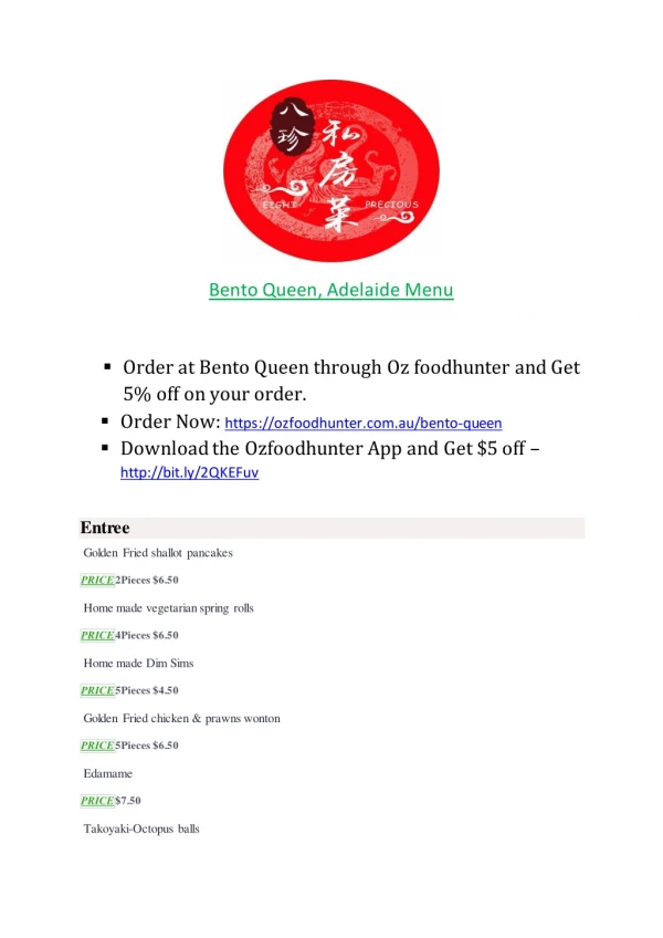 15% Off - Bento Queen-Adelaide - Order Food Online