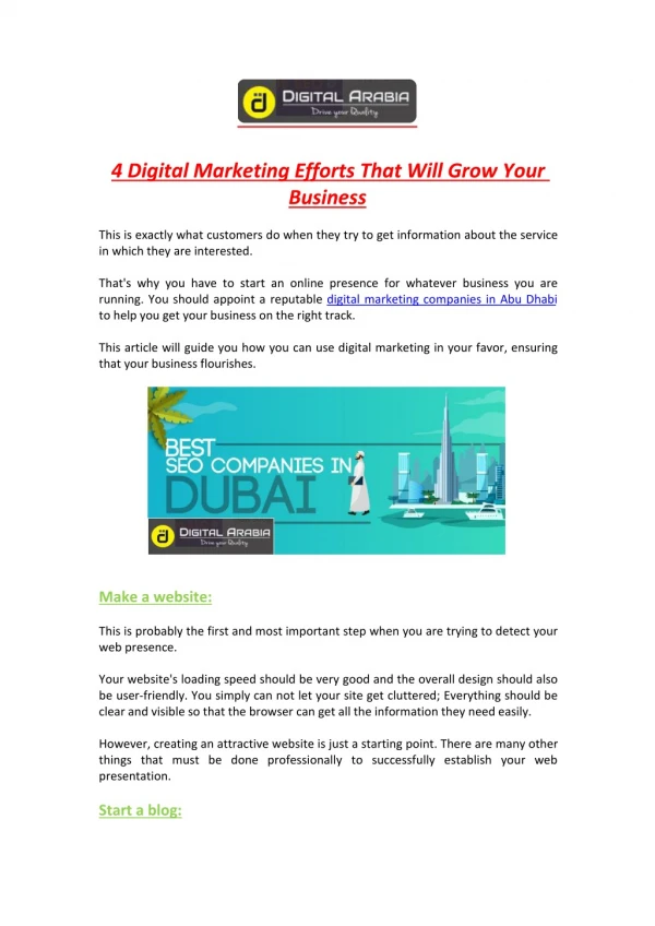 4 Digital Marketing Efforts That Will Grow Your Business
