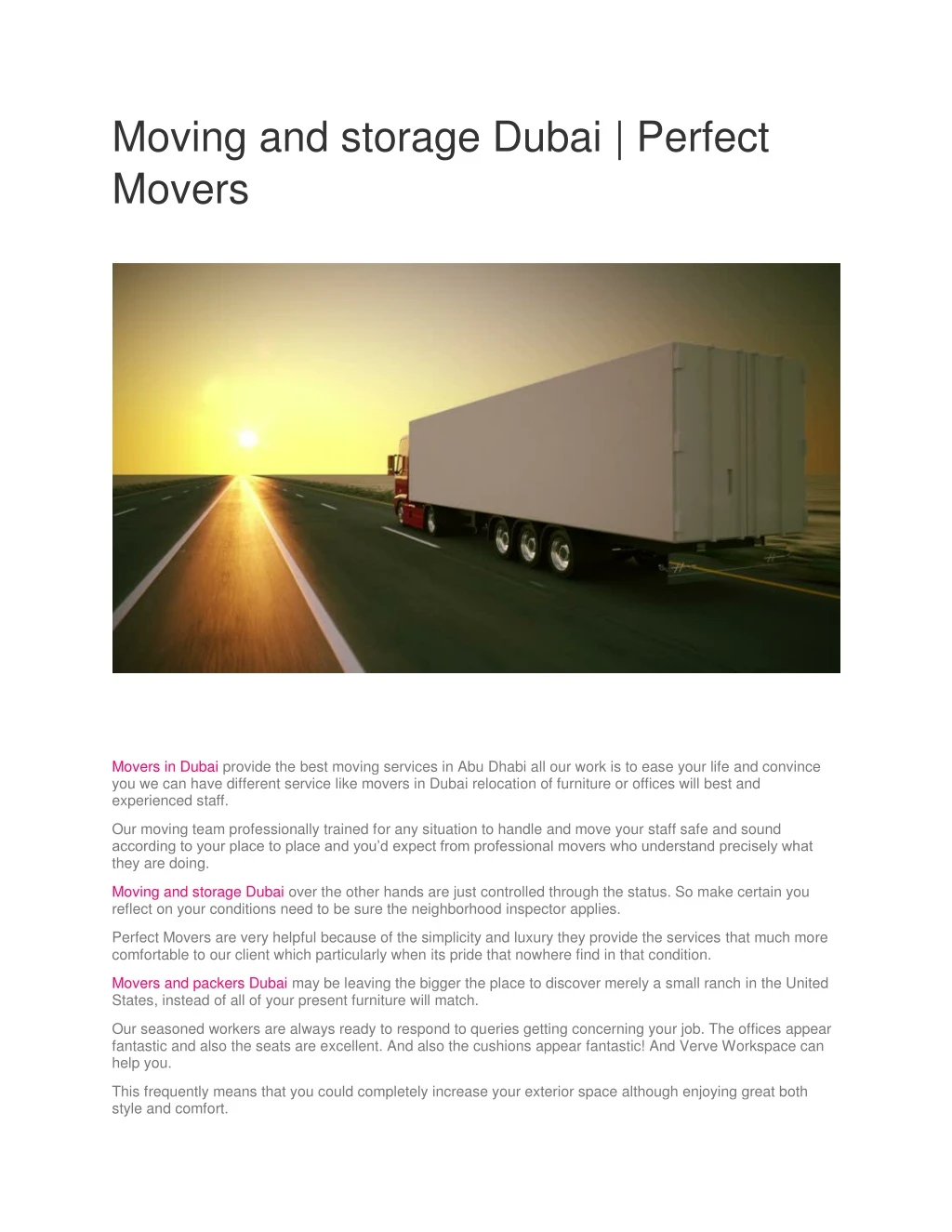 moving and storage dubai perfect movers