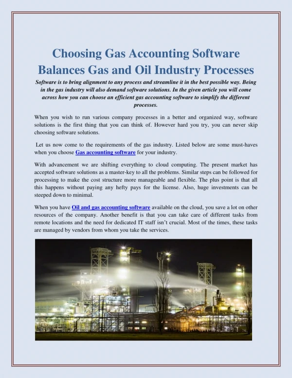 Choosing Gas Accounting Software Balances Gas and Oil Industry Processes