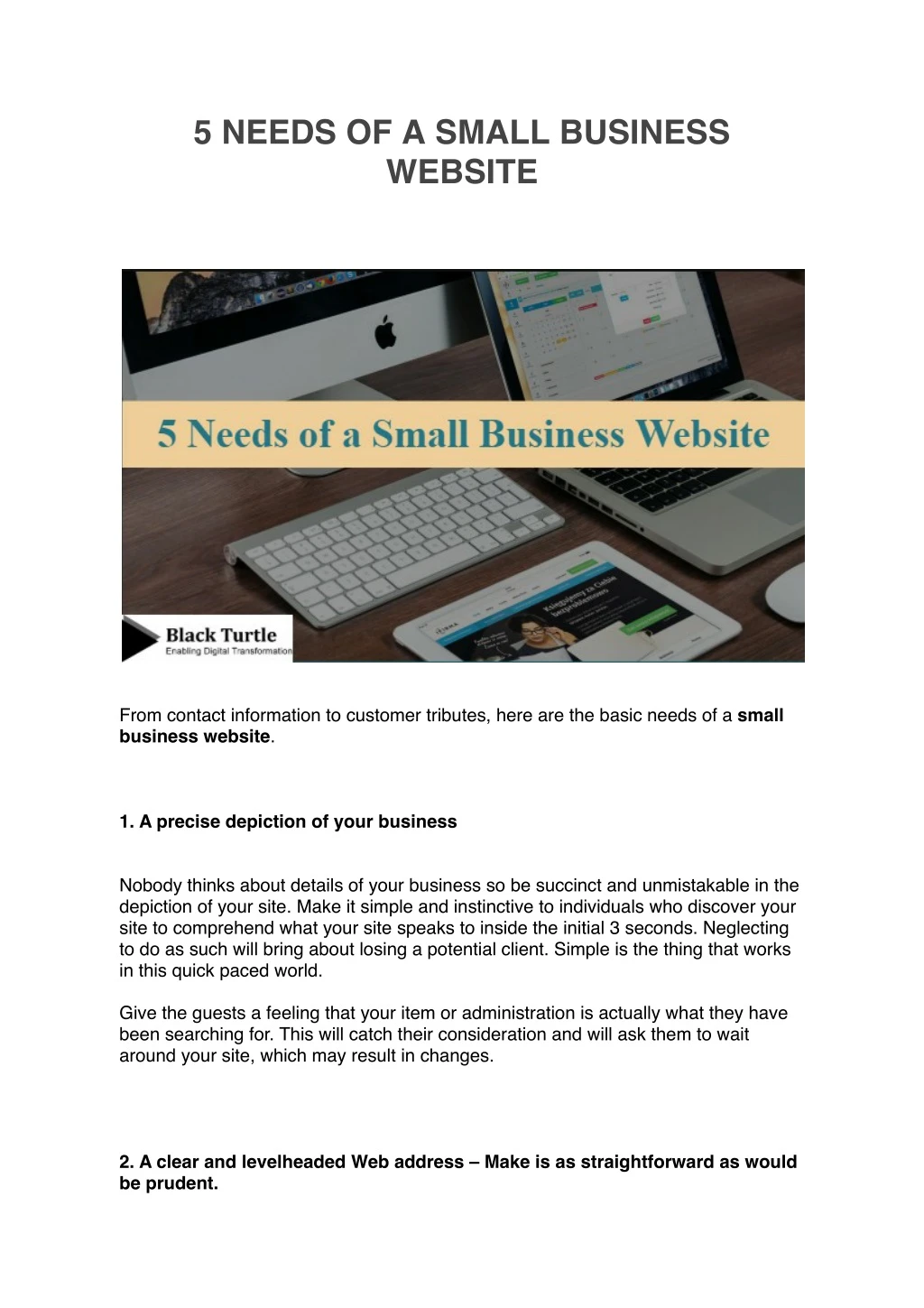 5 needs of a small business website