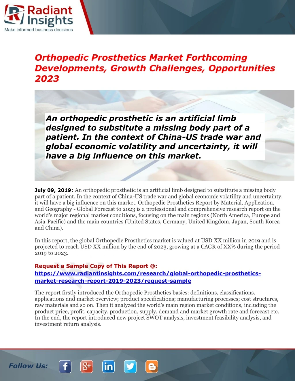 orthopedic prosthetics market forthcoming